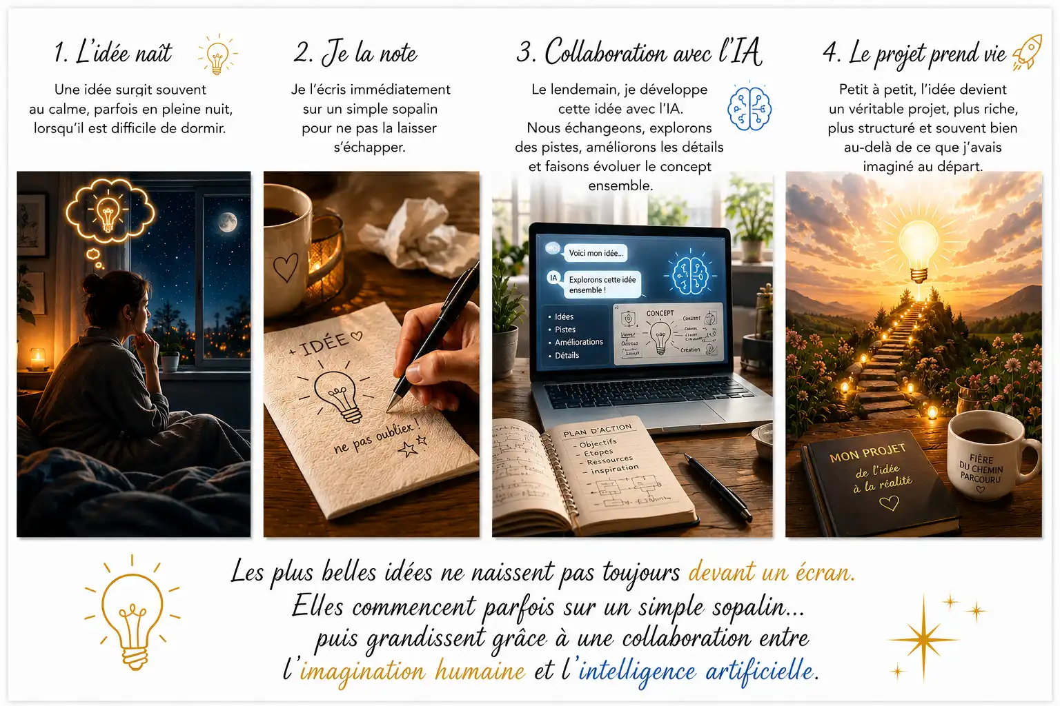 Présentation illustrée du processus créatif d’Annick Création